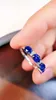 Кластерные кольца 6027 Сплошные 18 -километровые золотые природа 1.66ct Blue Sapphire Gemstones Diamonds для женщин