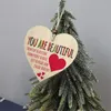 Kerstdecoraties Hartvormige deurplaat ornamenten boom Home Houten hanger decoratiechristmas