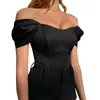 Kvinnors shapers söta människor Kvinnors satin One Shoulder Corseted Bustier undertröja topp ärmlös tee skjorta kvinnor