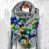 Scarves Antique Shawl Warm Universal Flower Winter Prints Scarf Soft Autumn Buckle Double-Layer Comfortable And Hats