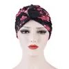 Etniska kl￤der Dubbelskiktade tyg Twisted Turban Cap Women's Headwrap Muslim Bonnet Beanie African Printed Hat Islamic Headwear