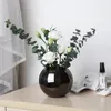 花瓶ステンレス鋼花瓶デスルトップ植物ポット植木鉢ゴールデンブラックローズゴールドクラシック