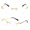 女性デザイナーのサングラスサングラスのサングラス眼鏡フレームパンサーヘッドとフレームメタルフレームレスリムレスシェイプアイウェアアクセサリGTVP