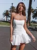 Vestidos casuais sem mangas cor sólida cintura alta bainha mini vestido mulheres verão exótico elegante luxo apertado noite sexy 2023casual