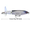11cm 15g 연필 물고기 후크 하드 미끼 미끼 6# 트레블 후크 8 색 혼합 프로펠러 플라스틱 낚시 장비 8 조각 / 로트 H-3