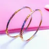 Bangle Pure Russian 585 Gold de ouro roxo feminino Bracelete de três cores elegantes elegantes de 18k rosa Bated