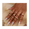 Bandringe Modeschmuck Knuckle Ring Set Silber Geometrische Faux Perlen Perlen Engelsflügel Kreuz Kette Stapeln 15 teile / satz Drop Lieferung Dhthi