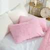 Taie d'oreiller 1PC doux fourrure peluche fourrure housse de coussin literie coussins classique décor à la maison taie d'oreiller 50X70