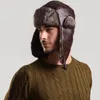 Beretten ht1380 mannen winddichte winter bommenwerper hoeden mannelijke faux bont oor flap Russische dop hoogwaardige leer ushanka trapper