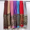 Halsdukar 2023 mode kvinnor lady dubbel sida paisley silkesly pashmina halsduk wrap sjal retro elegant