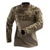 Heren t shirts militaire heren camouflage tactisch shirt met lange mouwen merk katoen ademende gevecht kikker mannen training
