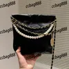 CC Luxusmarke Schulter Perle Tragbare Goldmünze Frauen Klassiker mit Clutch großer Diamantgitter Leder Brieftasche