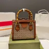 Diana sacola de lona crossbody sacos alça de bambu totes bolsas clássico carta cristal decoração destacável ombro ajustável stra2795