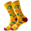 Chaussettes pour hommes 6 paires heureux hommes femmes hip hop rue mode nouveauté drôle chaussette pur coton long