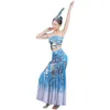 Scene Wear Dai Dance Costumes Oriental Chinese Folk Peacock Dancer Adult Performance Costume Sequined Fishtail kjol