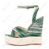 Hiellover dames zomer sandalen comfort wiggen hakken rond teen mooie zwarte groene gele jurk schoenen dames ons maat 5-13