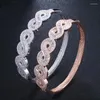 Bangle Fashion Cubic Zirconia Paled Rose Gold Color and Silver Plated Big Infinity Open Cuff Bangles smycken för kvinnor