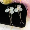 Stud Earrings 2023 Korean Eternal Flower Lovely Tassel Long White Petal Brincos Wedding Statement Jewelry