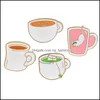 Alfileres Broches Gato lindo Taza de café Té Broche Prendedores Esmalte Traje Camisa Pin de solapa Para Mujeres Niños Regalo de boda Gota C3 Entrega Joya Dhhgg