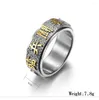 Cluster Rings Retro 9-Words Buddha Mantra Ring For Men Taoism Bodyguard Lucky Stainless Steel Vintage Chinese Male Jewelry