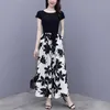 Women's Two Piece Pants Chic Slim 2 Set Women Summer Style High Waist Wide Leg Trousers Ensemble Femme Deux Pieces Year-old Female Costume