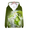 Bluzy męskie cyfrowe drukowanie zamek błyskawiczny 2023 Festiwal Ochrony Środowiska Ochrona środowiska 3D zielony kolor CN (pochodzenie) Sidno