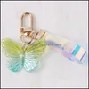 Key Rings Diy Acrylic Butterfly Trendy Transparent Bead Lanyards Keychains Mobile Phone Chains For Women Car Keys Bag Decor Pendant Ot9Nh