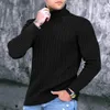남자 스웨터 가을 2023 패션 롱 슬리브 하이 넥 풀오버 티셔츠 남자 캐주얼 한 단색 느슨한 니트 스웨터 남자 간단한