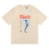 T-shirts New Mens t Shirt North American High Street Brand Rhude Fashion Minority Monaco with Gold Help Tortured Goddess Short Sleeve for Lovers 1zji