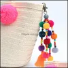 Клавичные шнурки Colorf Bead Tassels Big Ball Key Chain Charm Pompom Мод