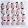 Arts And Crafts Natural Stone Water Drop Cross Star Pink Quartz Healing Pendants Charms Diy Necklae Jewelry Accessories Making Deliv Dh7P2