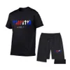 Survêtements pour hommes Sportswear Fashion Designer Hommes Chemise d'été 2022 Trapstar Imprimé Deux Pièces Marque Tee Coton À Manches Courtes Tshirt Dhpmy