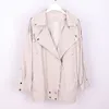 Women's Leather & Faux G. SKY Spring Korean Bf Wind Loose Casual Locomotive Long Paragraph Large Size PU Jacket Oversize