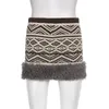 Skirts Winter Skirt Woman Harajuku One Piece Lolita Clothing Patchwork Drawstring Fur Knitted Mini Sexy Young Girls Sweets