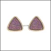 Stud Women Triangle Druzy Earrings For Girls Resin Stone Gold Earring Female Fashion Jewelry Gift In Bk Drop Delivery Otrml