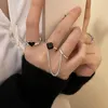 Anneaux de mariage Punk Vintage couleur argent ouvert pour femmes tendance fille amour coeur gland chaîne Hip Hop Knuckle Joints bijoux