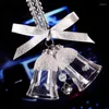 Interior Decorations Car Pendant Crystal Double Bell Auto Decoration Hanging Ornaments Charms Rearview Mirror Campanula Decor Accessories