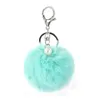 25 Farben Solid Pearl Fur Rabbit Pompom Schlüsselanhänger Halter Fluffy Furry Flaum Custom Bag Pendant Faux Ball Shape Pom Pom Schlüsselanhänger