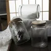 Storage Bottles Lead-free Glass Tea Sealed Tin Transparent Embossed Spice Candy Coffee Bean Jar Food Container Home Decor