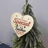 Christmas Decorations Heart-Shaped Doorplate Ornaments Tree Home Wooden Pendant DecorationChristmas