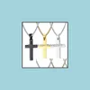 Colares pendentes Cruz de moda para homens Crucifix religioso Gold Gold Sier Black Chains Luxury Jewelry Greet Drop Delivery Pingents Otx91