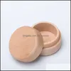 Jewelry Boxes Beech Wood Small Round Storage Box Retro Vintage Ring For Wedding Natural Wooden Case 136 U2 Drop Delivery Packaging Di Dh6Ev