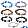 Pulseras con dijes Pulsera con cuentas de elefante Brazalete de yoga de piedra natural para mujeres Hombres Joyería hecha a mano Estiramiento B335S F Entrega de gota Dh9Bd