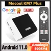 Mecool KM7 Plus TV Box Android 11 Amlogic S905Y4 Netflix voix certifiée Google AV1 1080P 4K 60pfs Android 11.0 lecteur multimédia