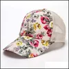 Boll Caps Street S Outdoor Women SunSn Cap Rose Floral Print Baseball Hat Sport Casual Dammt￤t broderi Unisex Hip Hop Drop Deli Oth9j