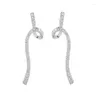 Stud Küpe Moda 925 STERLING Gümüş Line Pave Kadın Mücevherleri için Simüle Elmas Kadın Kore