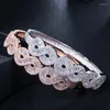 Brazalete Moda Zirconia cúbica pavimentada Color oro rosa y plateado Gran infinito Brazaletes abiertos Joyería para mujeres