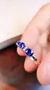 Кластерные кольца 6027 Сплошные 18 -километровые золотые природа 1.66ct Blue Sapphire Gemstones Diamonds для женщин