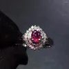 Clusterringen Fijne sieraden Real 18K Goud Natuurlijk 0.42ct Red Ruby Gemstone Luxury Diamonds Stone vrouwelijke ring voor vrouwen