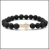 Charm Armband Cross Beads Armband för män Kvinnor 8mm Yoga Healing Lava Stone Stretch Bangle Q58fz Drop Leverans smycken Dhrlk